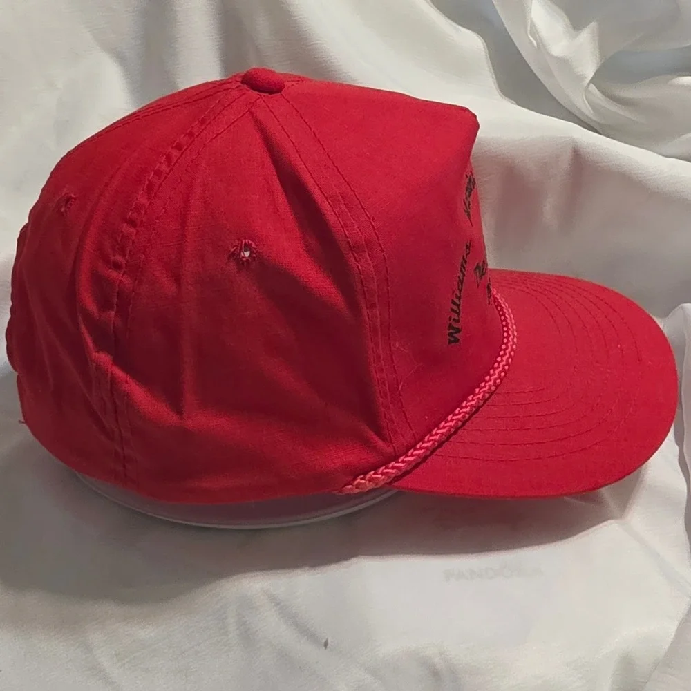 Vintage AJD Headwear Red Snapback Hat Williams Marine Norfolk VA‎ Rope Cap Mens